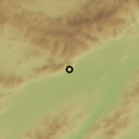 Shaded relief of the 59 km around Arimís, drawn from the GMTED2010 grid
