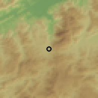 Shaded relief of the 59 km around El Paraíso, drawn from the GMTED2010 grid