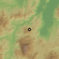 Shaded relief of the 59 km around El Perico, drawn from the GMTED2010 grid
