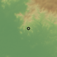 Shaded relief of the 60 km around El Perico, drawn from the GMTED2010 grid