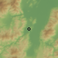 Shaded relief of the 59 km around El Plan, drawn from the GMTED2010 grid