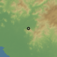 Shaded relief of the 60 km around El Puente, drawn from the GMTED2010 grid