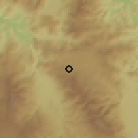 Shaded relief of the 59 km around El Rincón, drawn from the GMTED2010 grid