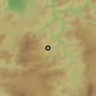 Shaded relief of the 59 km around El Rosario, drawn from the GMTED2010 grid