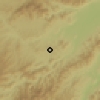 Shaded relief of the 59 km around El Rusio, drawn from the GMTED2010 grid