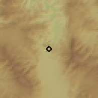 Shaded relief of the 59 km around El Sauce, drawn from the GMTED2010 grid