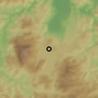 Shaded relief of the 59 km around El Tigre, drawn from the GMTED2010 grid