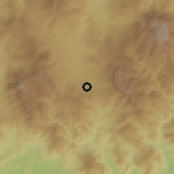 Shaded relief of the 59 km around El Tránsito, drawn from the GMTED2010 grid