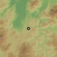 Shaded relief of the 59 km around El Zapote, drawn from the GMTED2010 grid