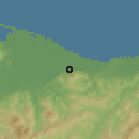 Shaded relief of the 59 km around Francia, drawn from the GMTED2010 grid