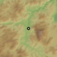 Shaded relief of the 59 km around Gualjoco, drawn from the GMTED2010 grid