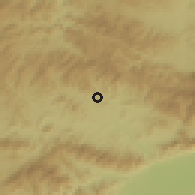 Shaded relief of the 59 km around Guarizama, drawn from the GMTED2010 grid