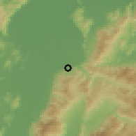 Shaded relief of the 59 km around Guaymitas, drawn from the GMTED2010 grid