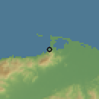 Shaded relief of the 59 km around Jericó, drawn from the GMTED2010 grid