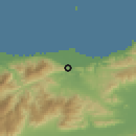 Shaded relief of the 59 km around Jutiapa, drawn from the GMTED2010 grid