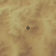 Shaded relief of the 59 km around La Encarnación, drawn from the GMTED2010 grid