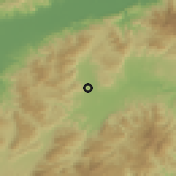 Shaded relief of the 59 km around Azacualpa, drawn from the GMTED2010 grid