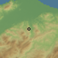 Shaded relief of the 59 km around La Esperanza, drawn from the GMTED2010 grid
