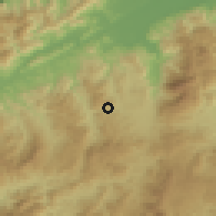 Shaded relief of the 59 km around La Esperanza, drawn from the GMTED2010 grid
