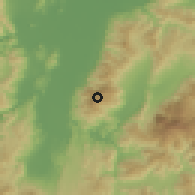 Shaded relief of the 59 km around La Guacamaya, drawn from the GMTED2010 grid