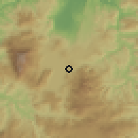 Shaded relief of the 59 km around La Guama, drawn from the GMTED2010 grid