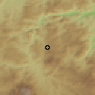 Shaded relief of the 59 km around La Laguna del Pedernal, drawn from the GMTED2010 grid
