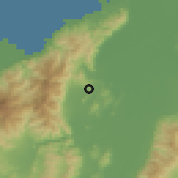 Shaded relief of the 59 km around La Pita, drawn from the GMTED2010 grid