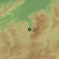 Shaded relief of the 59 km around La Playona, drawn from the GMTED2010 grid