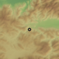 Shaded relief of the 59 km around La Rosa, drawn from the GMTED2010 grid
