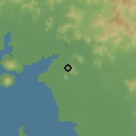 Shaded relief of the 60 km around Las Conchas, drawn from the GMTED2010 grid