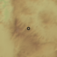 Shaded relief of the 59 km around Las Delicias, drawn from the GMTED2010 grid