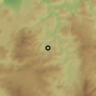 Shaded relief of the 59 km around Las Lajas, drawn from the GMTED2010 grid