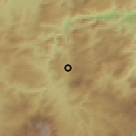 Shaded relief of the 59 km around Las Tejeras, drawn from the GMTED2010 grid