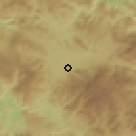 Shaded relief of the 59 km around La Trinidad, drawn from the GMTED2010 grid