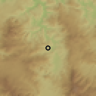 Shaded relief of the 59 km around La Trinidad, drawn from the GMTED2010 grid