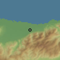 Shaded relief of the 59 km around La Unión, drawn from the GMTED2010 grid