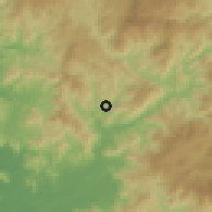 Shaded relief of the 60 km around Liure, drawn from the GMTED2010 grid