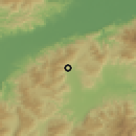 Shaded relief of the 59 km around Loma Alta, drawn from the GMTED2010 grid