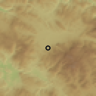 Shaded relief of the 59 km around Lomitas, drawn from the GMTED2010 grid