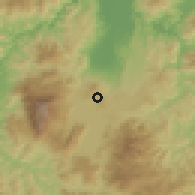 Shaded relief of the 59 km around Los Caminos, drawn from the GMTED2010 grid