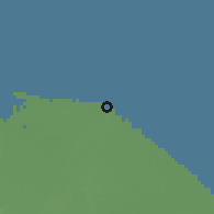Shaded relief of the 59 km around Barra Patuca, drawn from the GMTED2010 grid
