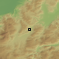 Shaded relief of the 59 km around Los Tangos, drawn from the GMTED2010 grid