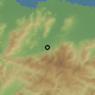 Shaded relief of the 59 km around Mezapa, drawn from the GMTED2010 grid