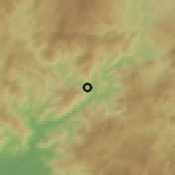 Shaded relief of the 60 km around Morolica, drawn from the GMTED2010 grid