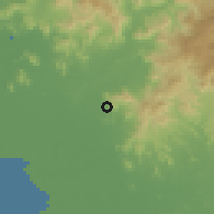 Shaded relief of the 60 km around Namasigüe, drawn from the GMTED2010 grid