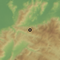 Shaded relief of the 59 km around Nueva Florida, drawn from the GMTED2010 grid