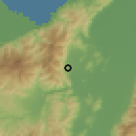 Shaded relief of the 59 km around Barrio Suyapa, drawn from the GMTED2010 grid