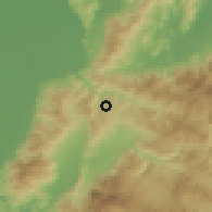 Shaded relief of the 59 km around Ocote Paulino, drawn from the GMTED2010 grid