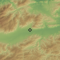Shaded relief of the 59 km around Olanchito, drawn from the GMTED2010 grid