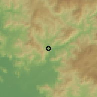 Shaded relief of the 60 km around Orocuina, drawn from the GMTED2010 grid